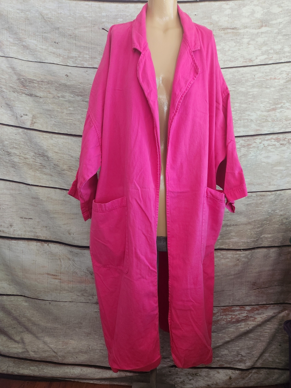 Bright Fuchsia Open Front Duster Coat